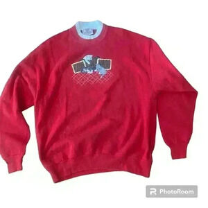 Vintage 80s 90s Christmas Cats Presents Embroidered Sweatshirt size XL Cottage